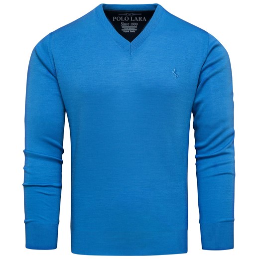 Sweter męski w serek niebieski Recea ze sklepu Recea.pl w kategorii Swetry męskie - zdjęcie 186147151