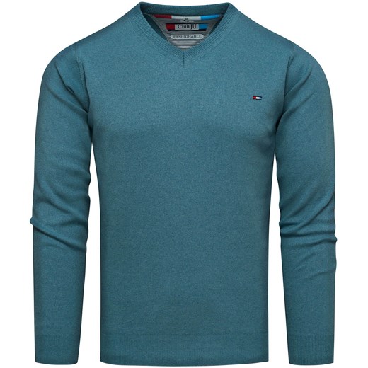 Sweter męski w serek morski Recea ze sklepu Recea.pl w kategorii Swetry męskie - zdjęcie 186147161