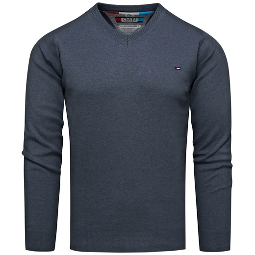 Sweter męski w serek granatowy Recea ze sklepu Recea.pl w kategorii Swetry męskie - zdjęcie 186147162