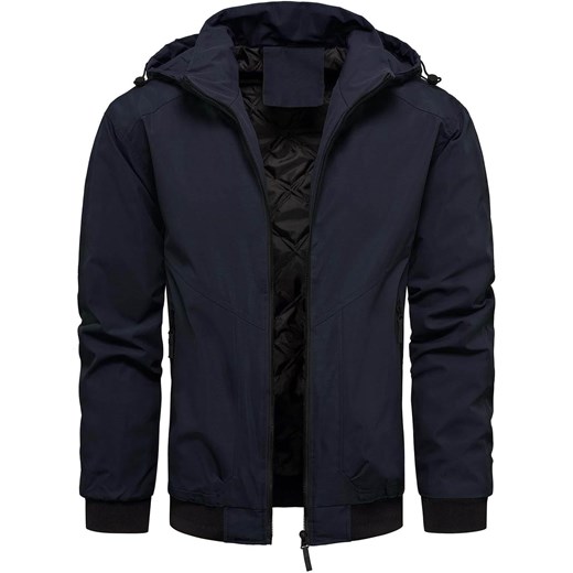 Kurtka męska przejściowa z odpinanym kapturem granatowa Recea ze sklepu Recea.pl w kategorii Kurtki męskie - zdjęcie 186147180