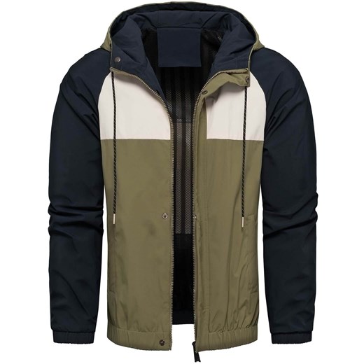 Kurtka męska wiatrówka z kapturem w łączone kolory Recea ze sklepu Recea.pl w kategorii Kurtki męskie - zdjęcie 186147182