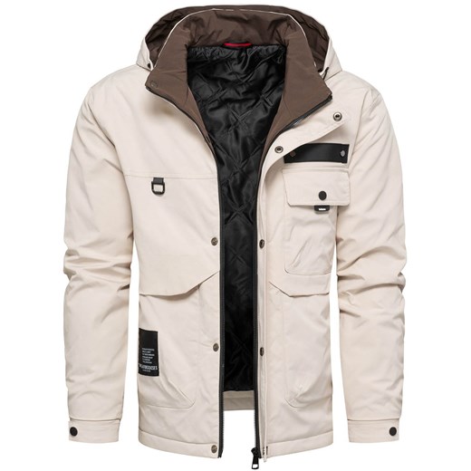 Kurtka męska przejściowa beżowa z kapturem Recea ze sklepu Recea.pl w kategorii Kurtki męskie - zdjęcie 186147184