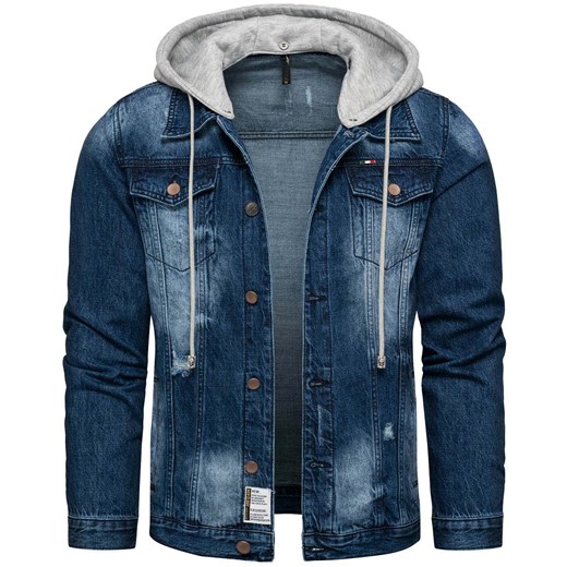 Kurtka męska katana granatowa z szarym kapturem Recea ze sklepu Recea.pl w kategorii Kurtki męskie - zdjęcie 186147190