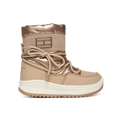 Śniegowce Tommy Hilfiger Snow Boot T3A5-34052-1474 S Beżowy ze sklepu eobuwie.pl w kategorii Buty zimowe dziecięce - zdjęcie 186149780