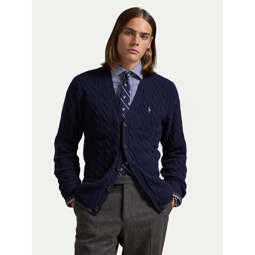 Polo Ralph Lauren Kardigan 710949808001 Granatowy Regular Fit ze sklepu MODIVO w kategorii Swetry męskie - zdjęcie 186151274