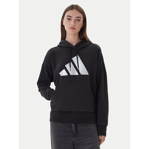 adidas Bluza Holiday Metallic Graphic JV8526 Czarny Regular Fit ze sklepu MODIVO w kategorii Bluzy damskie - zdjęcie 186151354