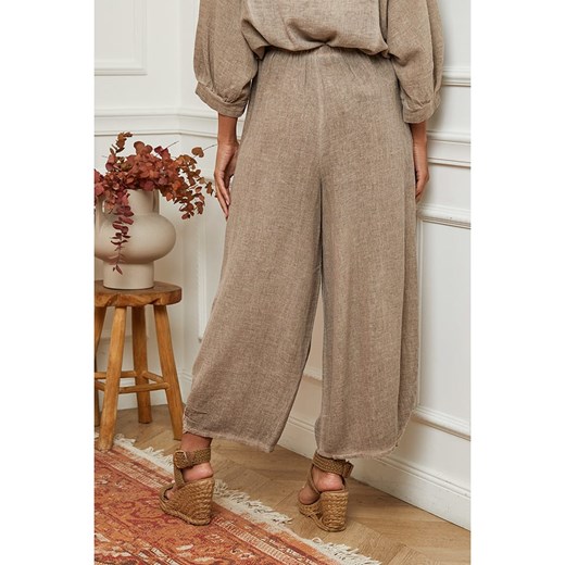 La Compagnie Du Lin Lniane spodnie w kolorze beżowym La Compagnie Du Lin L Limango Polska okazyjna cena