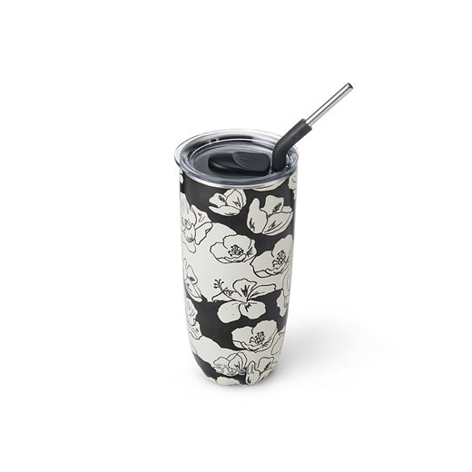 S&apos;well Kubek termiczny &quot;Charcoal Bloom&quot; w kolorze czarno-białym - 700 ml ze sklepu Limango Polska w kategorii Kubki termiczne - zdjęcie 186157243