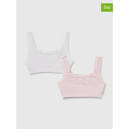 Benetton Topy (2 szt.) w kolorze biało-jasnoróżowym ze sklepu Limango Polska w kategorii Staniki dla dziewczynki - zdjęcie 186158164