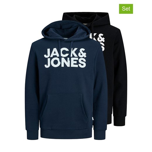 Jack &amp; Jones Bluzy (2 szt.) w kolorze czarnym i granatowym ze sklepu Limango Polska w kategorii Bluzy męskie - zdjęcie 186160422
