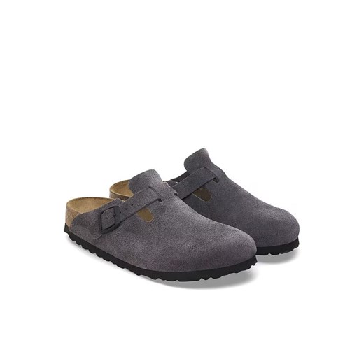 Birkenstock Skórzane chodaki &quot;Boston&quot; w kolorze szarym ze sklepu Limango Polska w kategorii Klapki damskie - zdjęcie 186160760