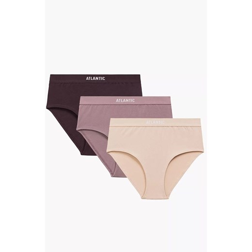 Atlantic 3-pack bawełniane figi damskie Maxi 3CLP-009-ROSC/WIN/BEZC, Kolor beżowo-bordowy, Rozmiar S, ATLANTIC ze sklepu Intymna w kategorii Majtki damskie - zdjęcie 186162142