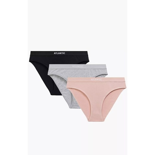 Atlantic 3-pack figi damskie Sport 3CLP-012-CZA/ROS/SZM, Kolor czarno-różowy, Rozmiar S, ATLANTIC ze sklepu Intymna w kategorii Majtki damskie - zdjęcie 186162152