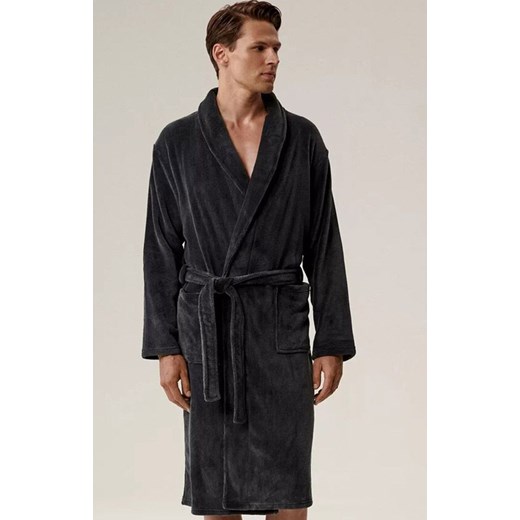 Atlantic szlafrok męski SZM-002-SZARY, Kolor szary, Rozmiar M/L, ATLANTIC ze sklepu Intymna w kategorii Szlafroki męskie - zdjęcie 186162220