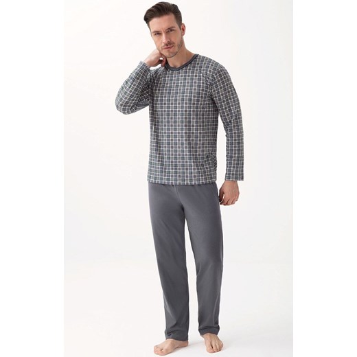 Bawełniana piżama męska w serek grafitowa 795, Kolor grafitowy, Rozmiar M, Luna ze sklepu Intymna w kategorii Piżamy męskie - zdjęcie 186163060