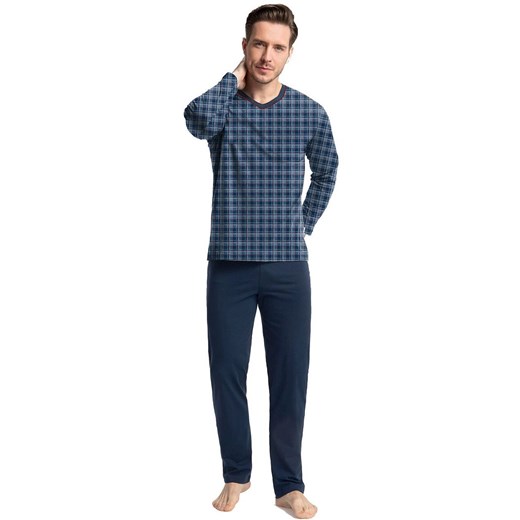 Bawełniana piżama męska w serek granatowo-niebieska 795, Kolor granatowo-niebieski, Rozmiar M, Luna ze sklepu Intymna w kategorii Piżamy męskie - zdjęcie 186163062