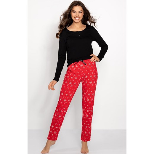 Piżama damska świąteczna Christmas Time, Kolor czerwono-czarny, Rozmiar S, Momenti per me ze sklepu Intymna w kategorii Piżamy damskie - zdjęcie 186163513