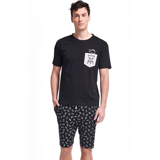 Krótka piżama męska z nadrukiem czarna GIANNY, Kolor czarny, Rozmiar 2XL, Sorbetto ze sklepu Intymna w kategorii Piżamy męskie - zdjęcie 186163712