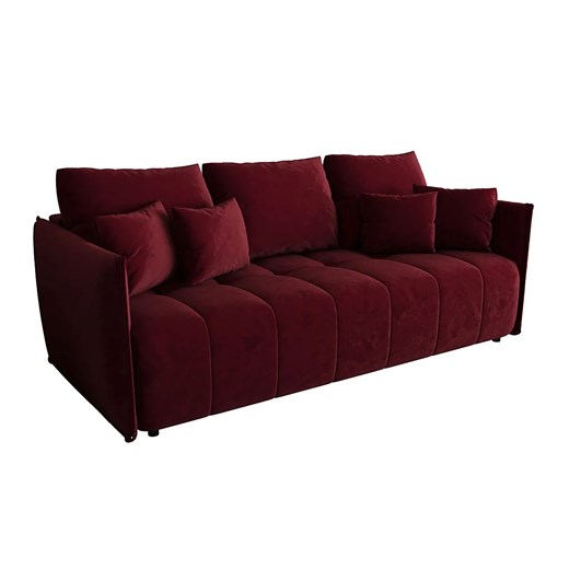 Czerwona welurowa sofa z funkcją spania P1-S38 - id: 53020 - marki Elior - 186164011 Czerwona welurowa sofa z funkcją spania P1-S38 ze sklepu Edinos.pl w kategorii Sofy i kanapy - zdjęcie 186164011
