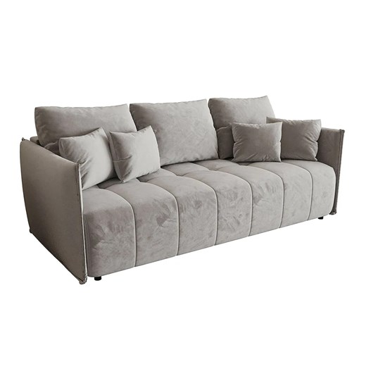 Jasnoszara welurowa sofa z pojemnikiem na pościel F2-A50 - id: 53022 - marki Elior - 186164020 Jasnoszara welurowa sofa z pojemnikiem na pościel F2-A50 ze sklepu Edinos.pl w kategorii Sofy i kanapy - zdjęcie 186164020