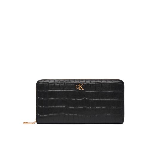 Portfel Calvin Klein Ck Croc Long Zip Around LV04F1096G Czarny ze sklepu eobuwie.pl w kategorii Portfele damskie - zdjęcie 186166872