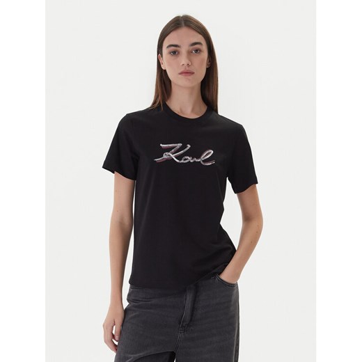 KARL LAGERFELD T-Shirt A4W17052 Czarny Regular Fit ze sklepu MODIVO w kategorii Bluzki damskie - zdjęcie 186167460