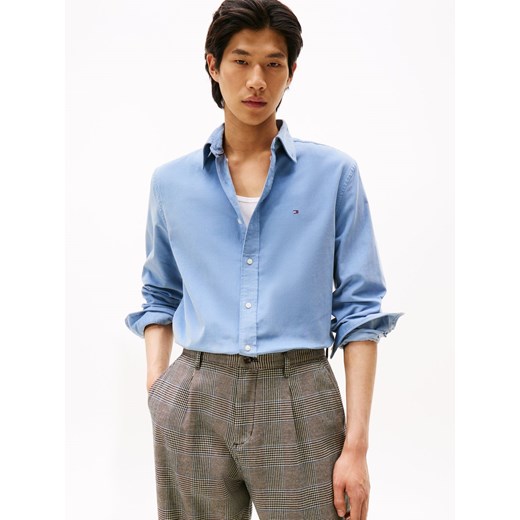Tommy Hilfiger Męska koszula sztruksowa Mężczyźni Regular Fit Bawełna jasnoniebieski jednolity ze sklepu vangraaf w kategorii Koszule męskie - zdjęcie 186169431