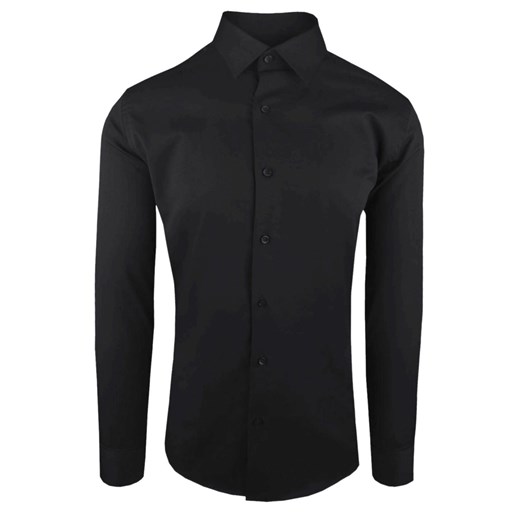 Koszula Wizytowa, Długi Rękaw, Czarna, Taliowana, SLIM - Victorio KSDWVCTO826sl ze sklepu JegoSzafa.pl w kategorii Koszule męskie - zdjęcie 186169453