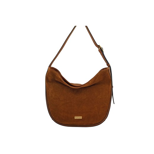 Duża torebka zamszowa na ramię - Brązowa jasna - id: 11380n - marki Barberini's - 186169503 Duża torebka zamszowa na ramię - Brązowa jasna ze sklepu butyolivier w kategorii Torebki worki - zdjęcie 186169503