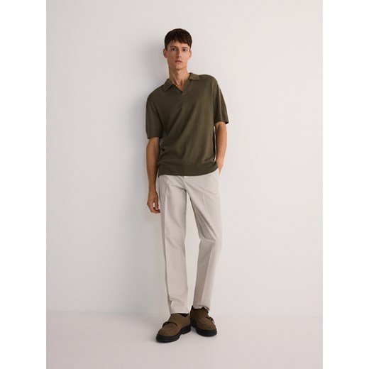 Reserved - Sweter polo z lnem - jasny zielony ze sklepu Reserved w kategorii Swetry męskie - zdjęcie 186170393
