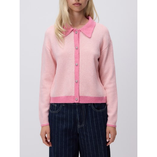 Reserved - Kardigan z ozdobnymi guzikami - różowy ze sklepu Reserved w kategorii Swetry damskie - zdjęcie 186170423
