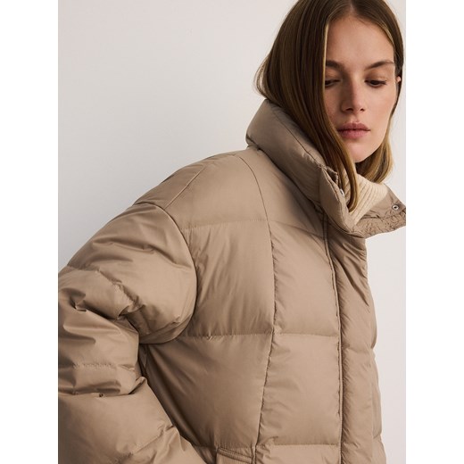 Reserved - Puchowa kurtka oversize - beżowy Reserved S okazyjna cena Reserved