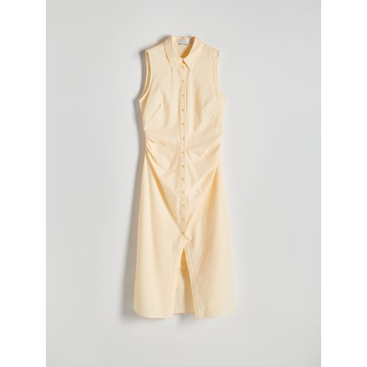 Reserved - Sukienka midi z kołnierzykiem - jasnożółty Reserved XL wyprzedaż Reserved