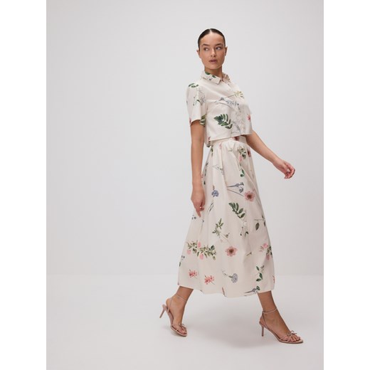 Reserved - Bawełniana spódnica midi - wielobarwny Reserved L okazyjna cena Reserved