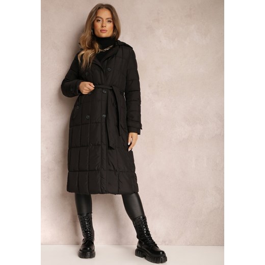 Czarna Kurtka Pikowana z Paskiem Yeclu ze sklepu renee.pl w kategorii Kurtki damskie - zdjęcie 186171500