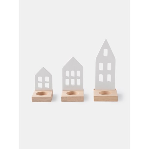 Sinsay - Świeczniki w kształcie domków 3 pack - biały Sinsay One Size Sinsay