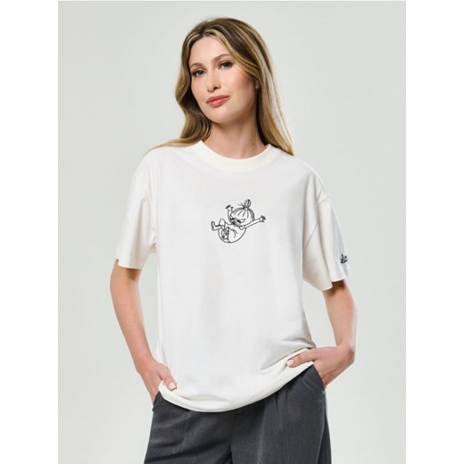 Sinsay - Bawełniana koszulka z nadrukiem The Moomins - kremowy ze sklepu Sinsay w kategorii Bluzki damskie - zdjęcie 186173071