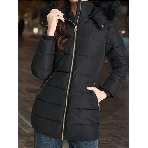 Sinsay - Pikowana kurtka z kapturem - czarny ze sklepu Sinsay w kategorii Kurtki damskie - zdjęcie 186173081