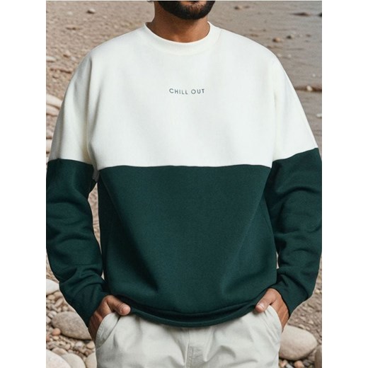 Sinsay - Bluza crewneck z bawełną - zielony ze sklepu Sinsay w kategorii Bluzy męskie - zdjęcie 186173201