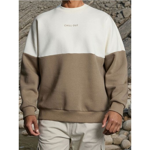 Sinsay - Bluza crewneck z bawełną - brązowy ze sklepu Sinsay w kategorii Bluzy męskie - zdjęcie 186173202