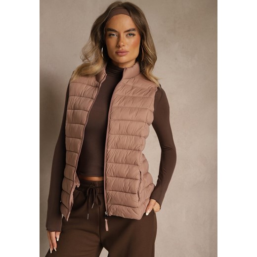 Beżowa Kamizelka Ozdobiona Pikowaniem Soellame ze sklepu renee.pl w kategorii Kamizelki damskie - zdjęcie 186174592