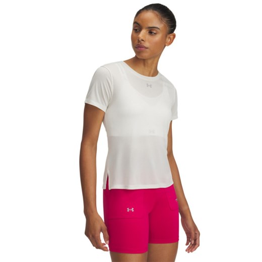 Damska koszulka do biegania Under Armour UA Trail Run SS - biała ze sklepu Sportstylestory.com w kategorii Bluzki damskie - zdjęcie 186174982