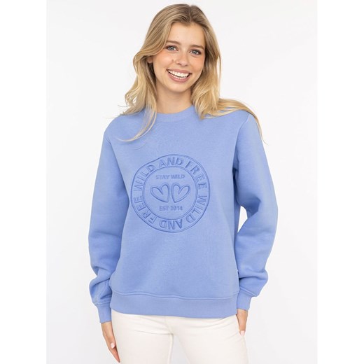 Zwillingsherz Bluza &quot;Happy Vibes&quot; w kolorze błękitnym ze sklepu Limango Polska w kategorii Bluzy damskie - zdjęcie 186176603