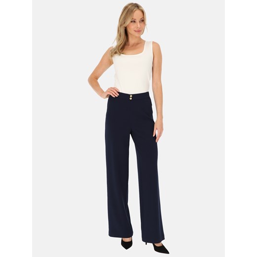 Granatowe dzianinowe spodnie damskie na gumce L'AF Billy 36 Eye For Fashion