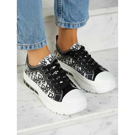 Sneakers Livia w Kolorze Czarno-Białym z Platformą ze sklepu royalfashion.pl w kategorii Trampki damskie - zdjęcie 186176651
