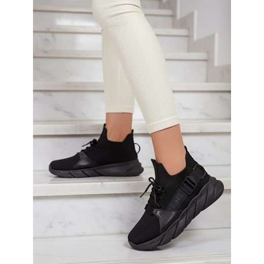 Esmeralda Czarne Sneakersy na Płaskim Obcasie ze sklepu royalfashion.pl w kategorii Buty sportowe damskie - zdjęcie 186176683