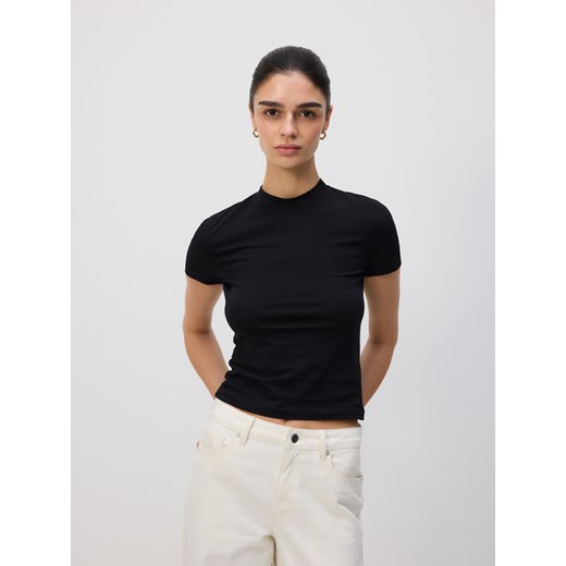 Reserved - T-shirt regular - czarny ze sklepu Reserved w kategorii Bluzki damskie - zdjęcie 186177602