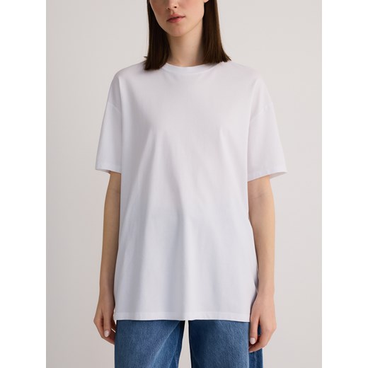 Reserved - T-shirt oversize z modalem - biały ze sklepu Reserved w kategorii Bluzki damskie - zdjęcie 186177613