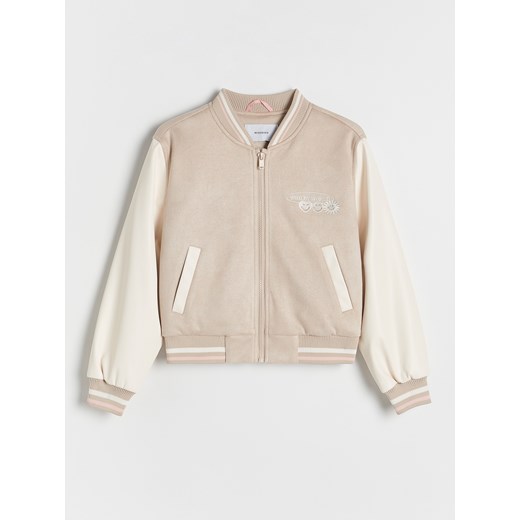 Reserved - Kurtka bomberka Smiley World - beżowy ze sklepu Reserved w kategorii Kurtki dziewczęce - zdjęcie 186177872