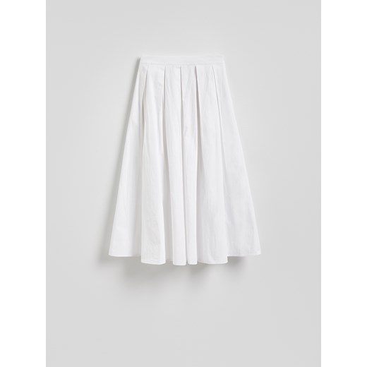 Reserved - Bawełniana spódnica z zakładkami - biały Reserved XL Reserved wyprzedaż